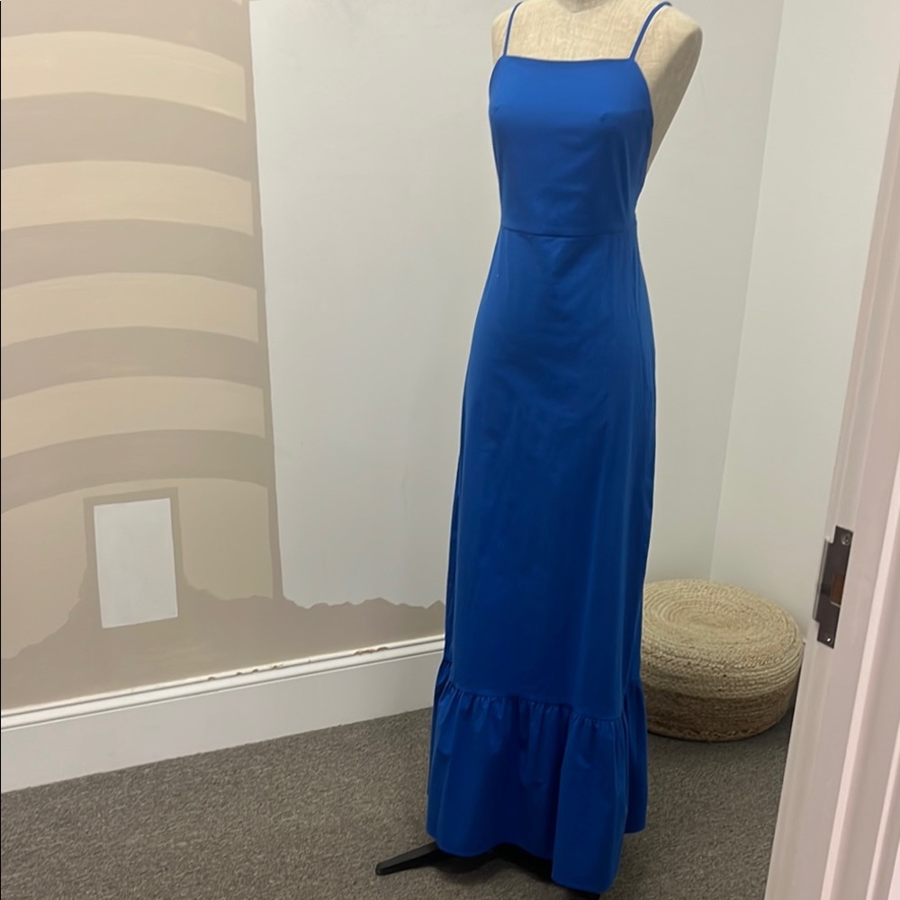 Elegant Blue Spaghetti Strap Dress
